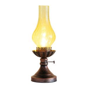 GlowThijs - Lampe de Table avec Abat-jour en Verre Craykle Kérosène Rétro
