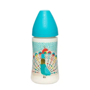 Biberon Suavinex  Fusion  Peacock avec tétine ronde 270ml 0m+ silicone