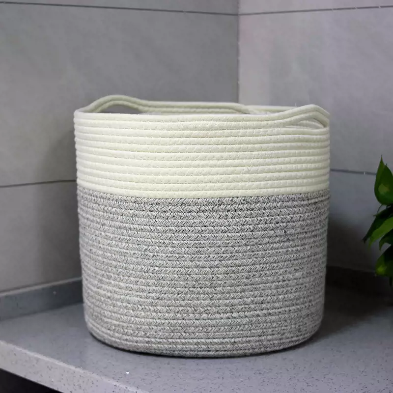 Petite Panière à Linge Tressé Grise – Image 2