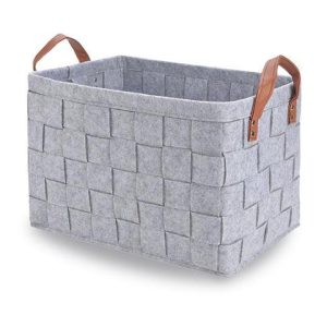 Panier à Linge Design Gris Feutre de Laine