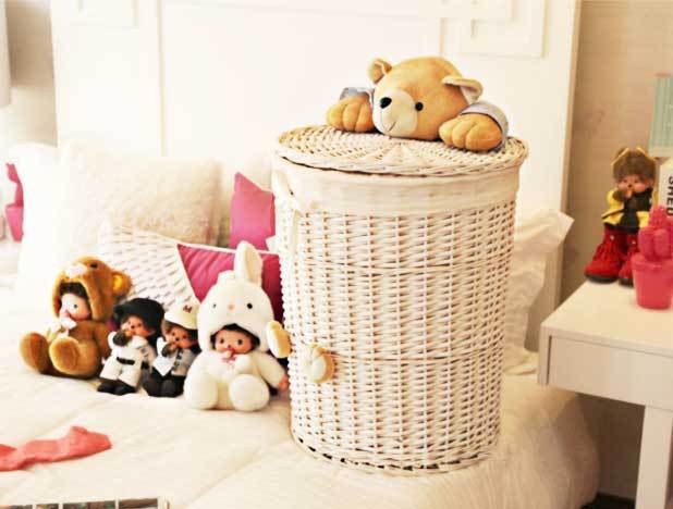Panier à Linge en Osier Blanc Corbeille Ted – Image 4