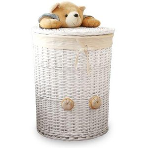 Panier à Linge en Osier Blanc Corbeille Ted
