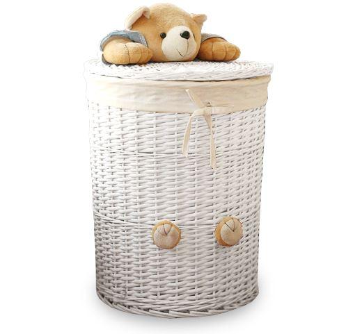 Panier à Linge en Osier Blanc Corbeille Ted